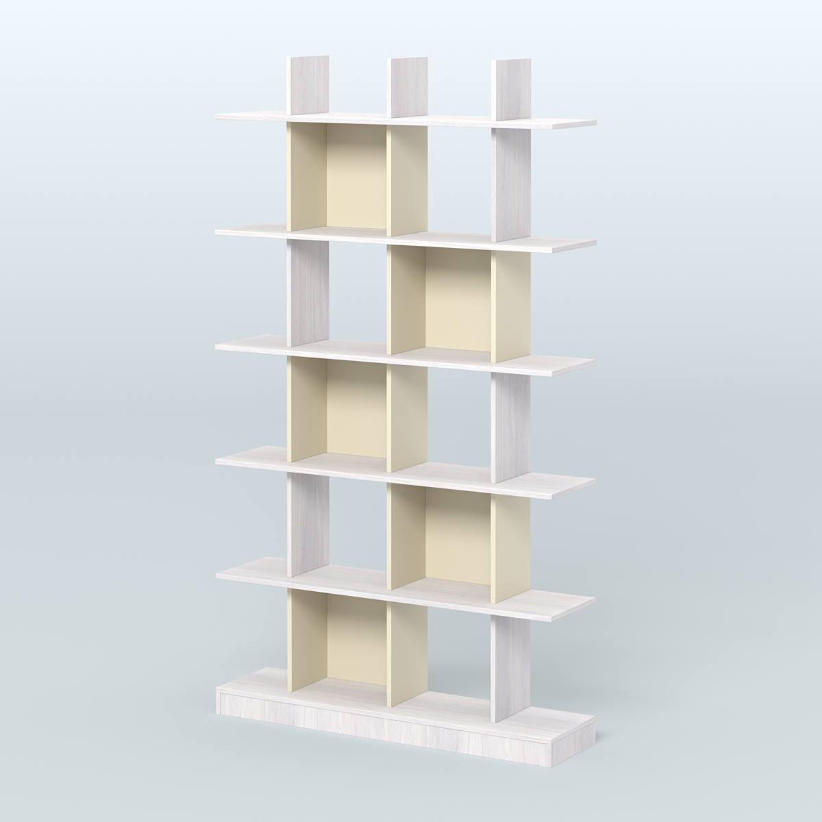 Торговый стеллаж Лофт №4 с ячейками Ясень Анкор светлый и Крем Вайс