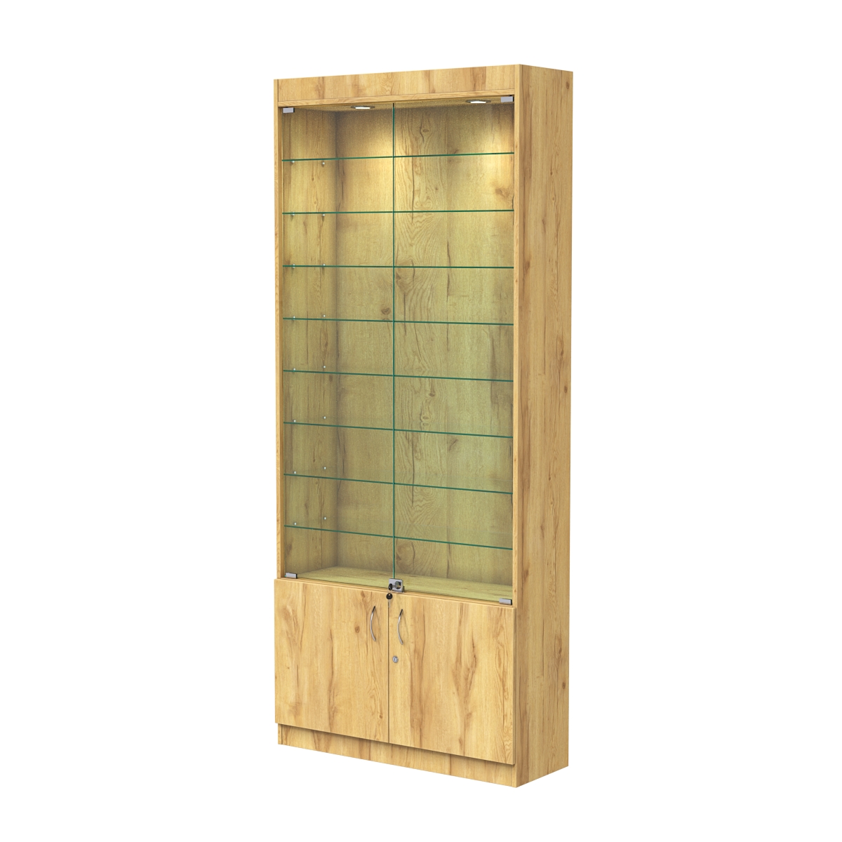 Витрина ОПТИКА №1-1 (задняя стенка ДВП) Дуб Золотистый