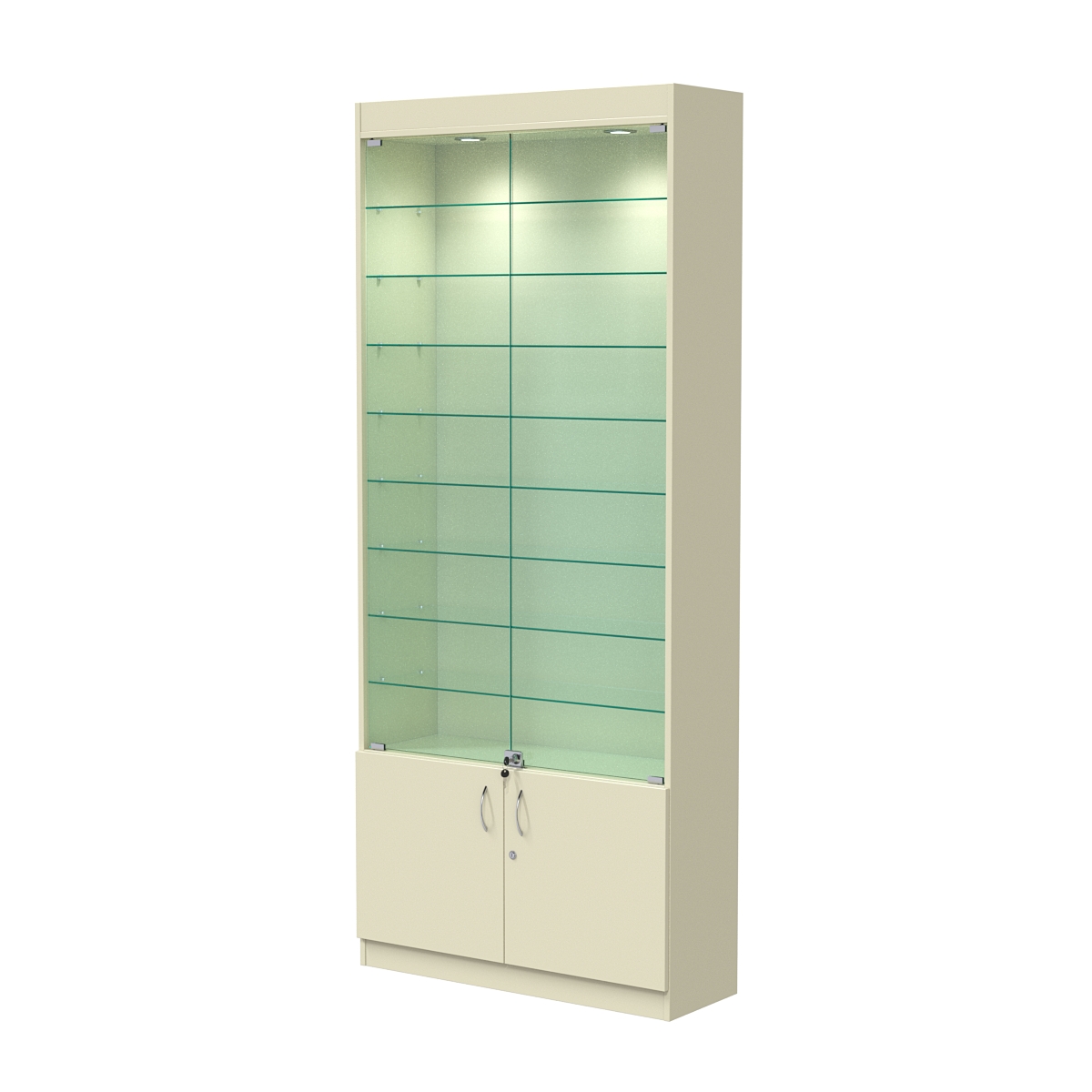 Витрина ОПТИКА №1-1 (задняя стенка ДВП) Крем Вайс