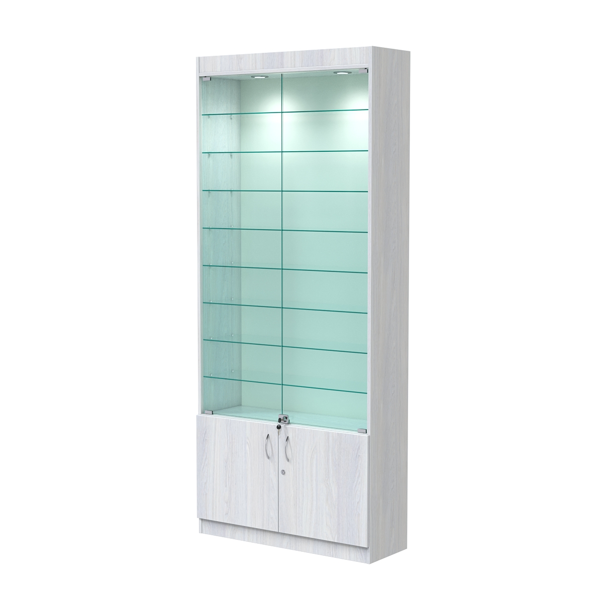 Витрина ОПТИКА №1-1 (задняя стенка ДВП) Ясень Анкор светлый