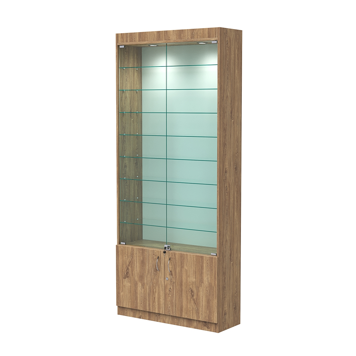 Витрина ОПТИКА №1-1 (задняя стенка ДВП) Дуб Канзас коричневый