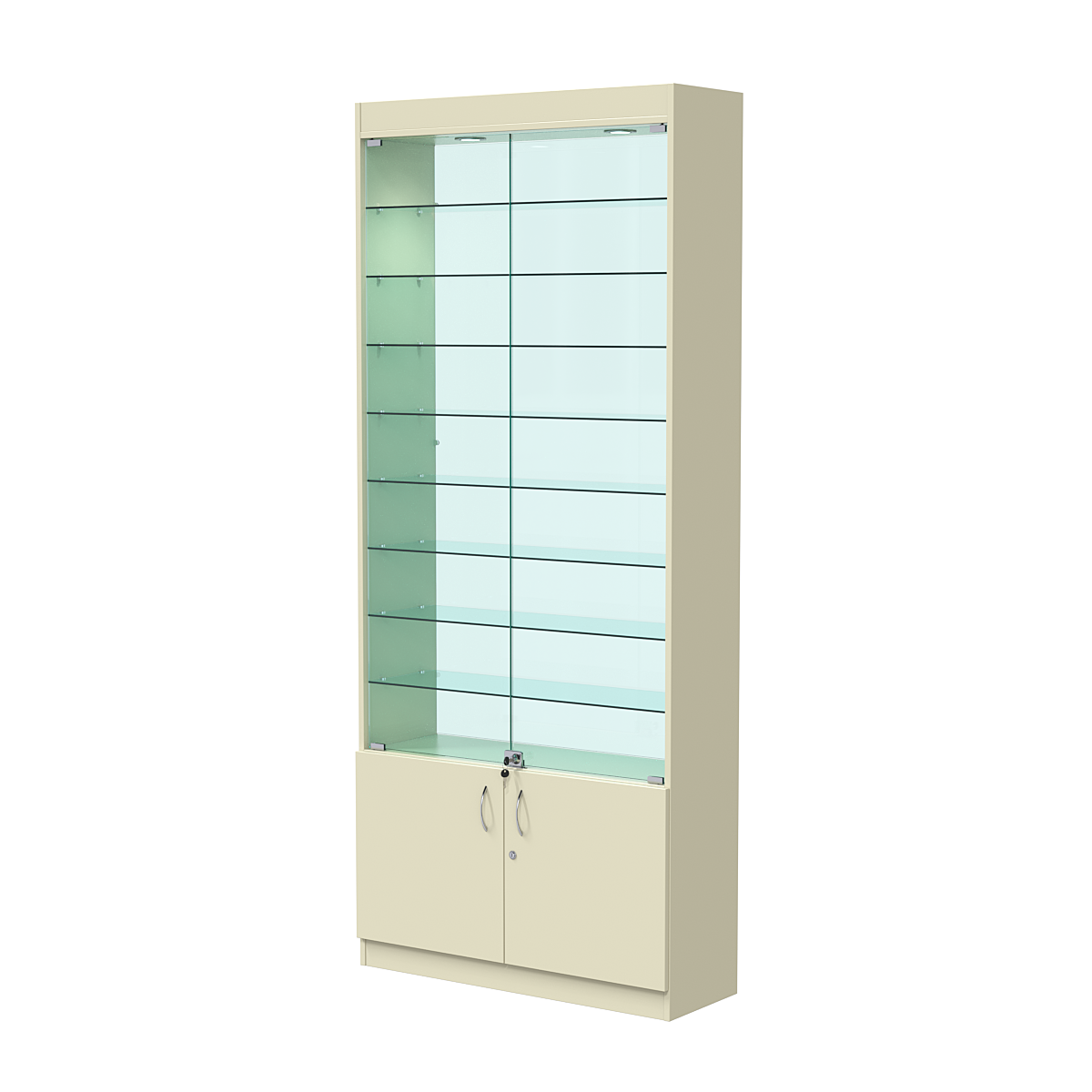 Витрина ОПТИКА №1-2 (задняя стенка стекло) Крем Вайс