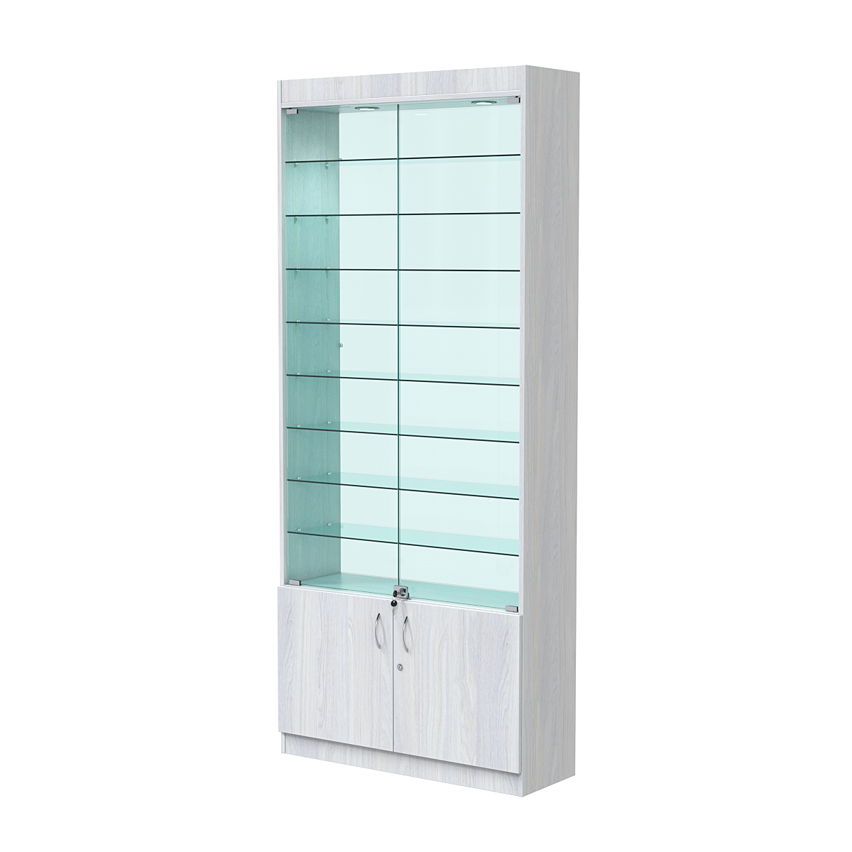 Витрина ОПТИКА №1-2 (задняя стенка стекло) Ясень Анкор светлый