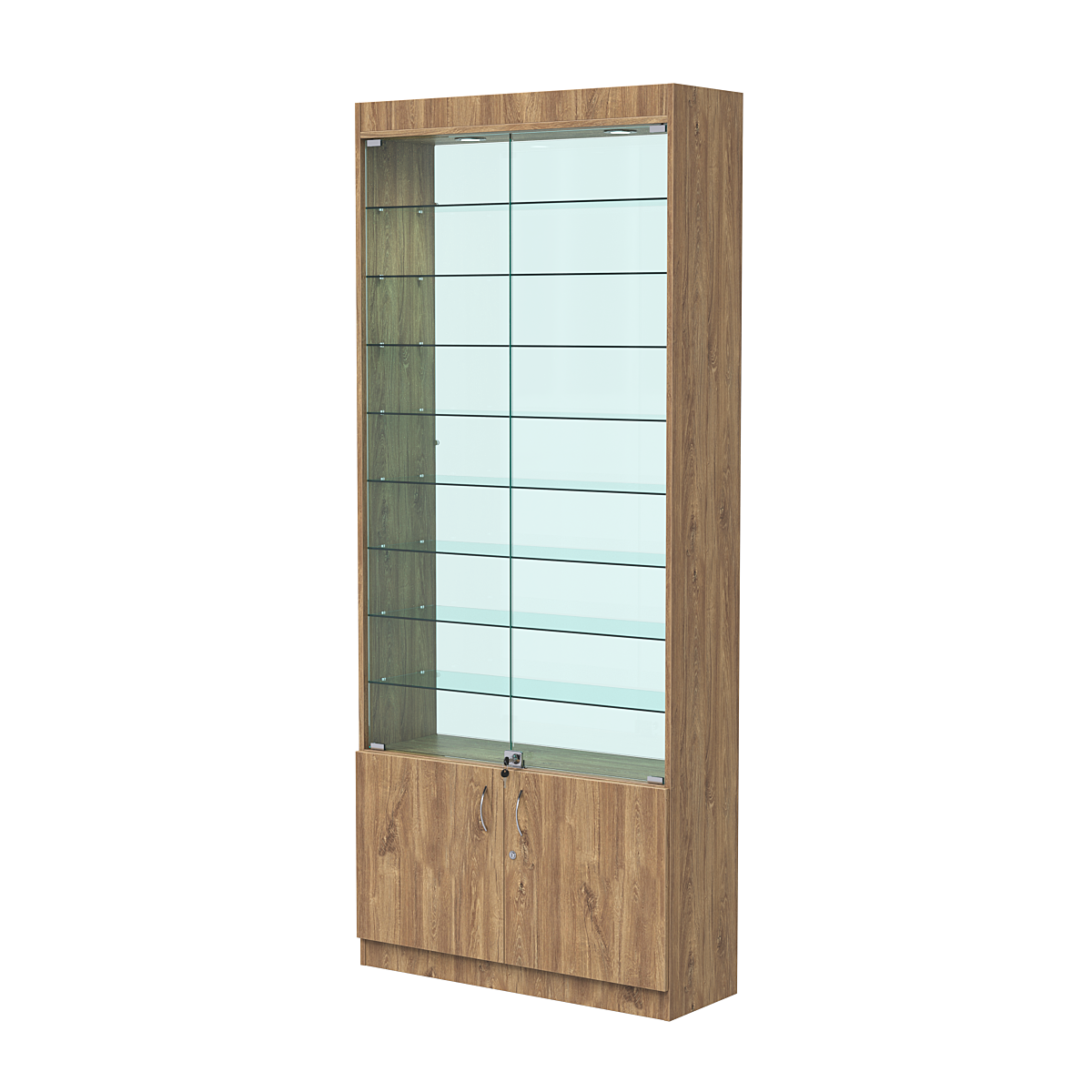 Витрина ОПТИКА №1-2 (задняя стенка стекло) Дуб Канзас коричневый
