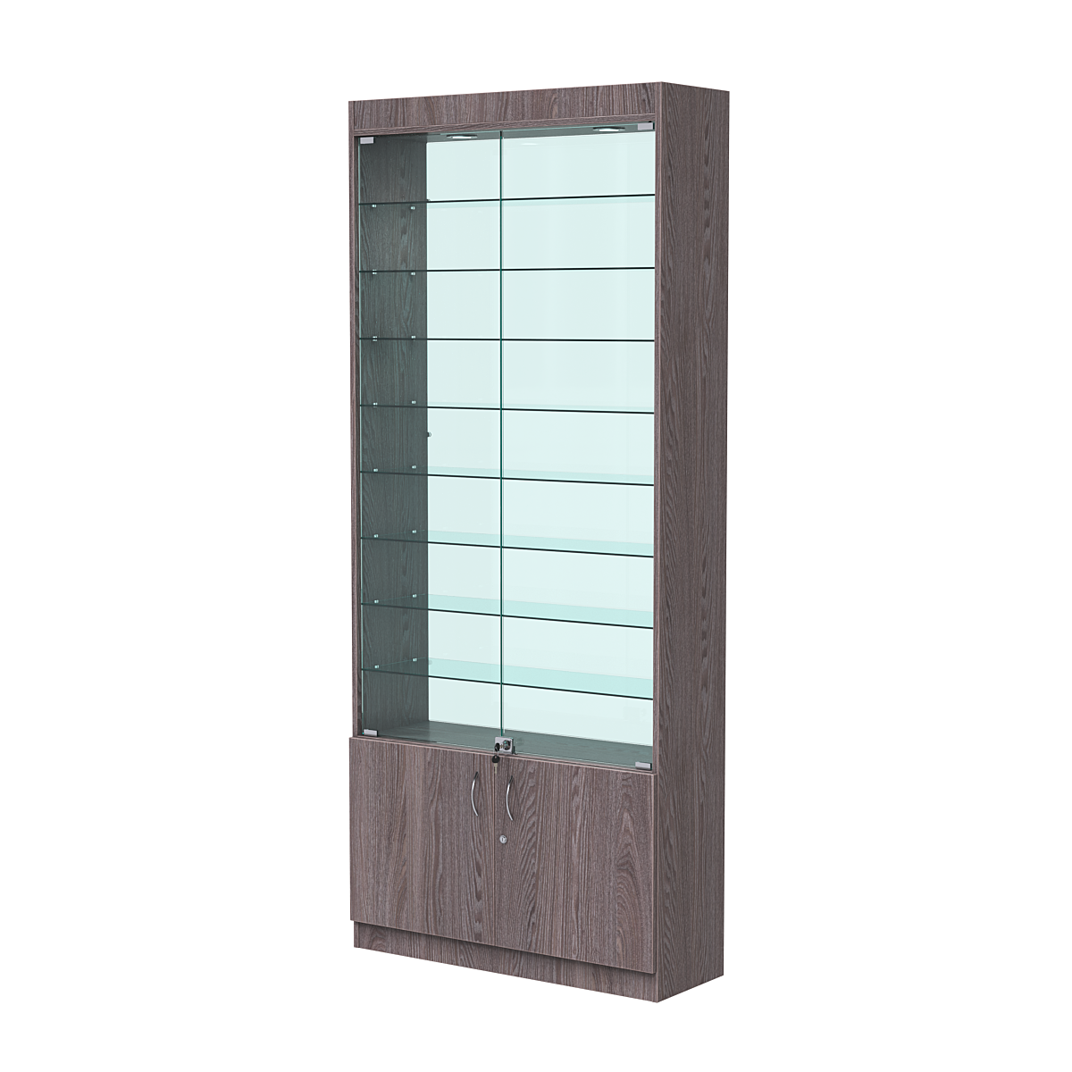 Витрина ОПТИКА №1-2 (задняя стенка стекло) Ясень Анкор темный