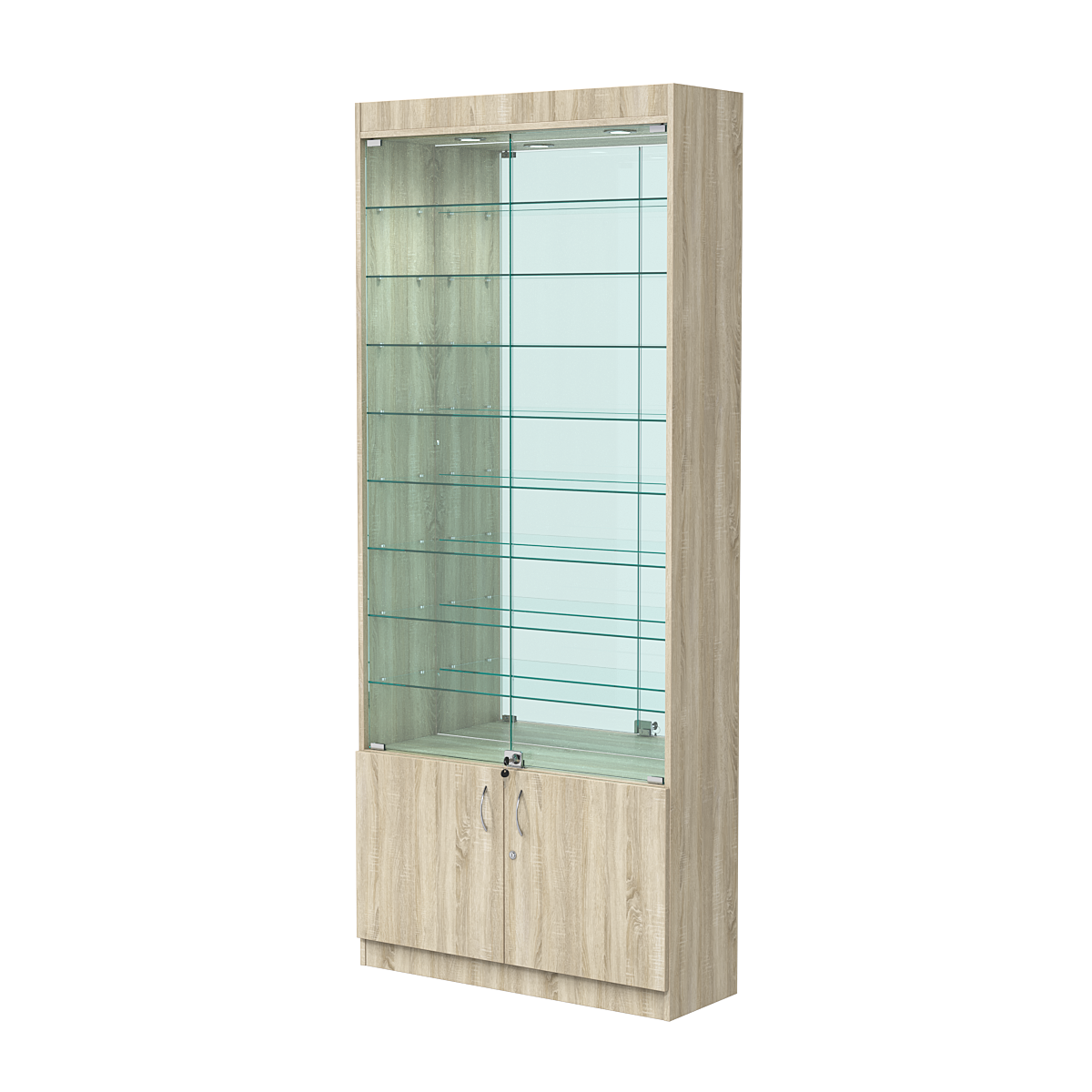 Витрина ОПТИКА №1-3 (задняя стенка зеркало) Дуб Сонома