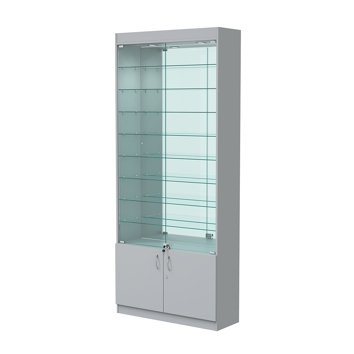 Витрина ОПТИКА №1-3 (задняя стенка зеркало) Серый