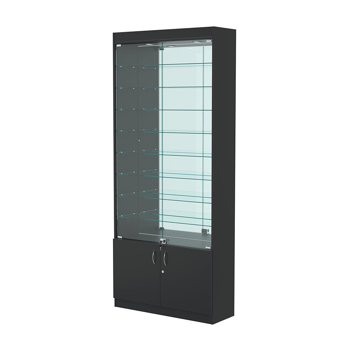 Витрина ОПТИКА №1-3 (задняя стенка зеркало) Черный