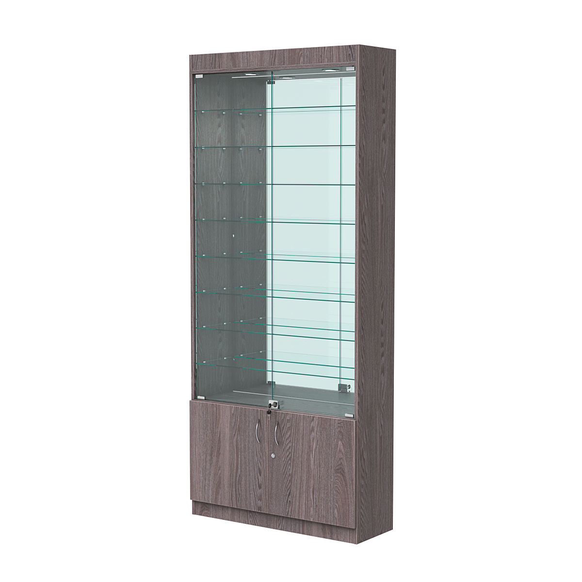 Витрина ОПТИКА №1-3 (задняя стенка зеркало) Ясень Анкор темный