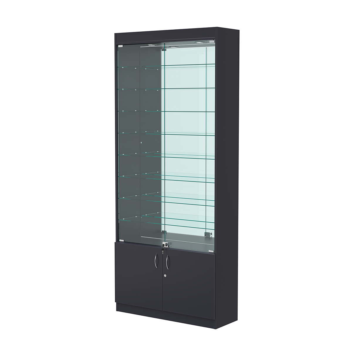 Витрина ОПТИКА №1-3 (задняя стенка зеркало) Антрацит