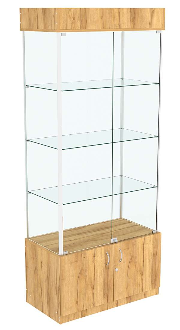 Витрина прозрачная ЛЮКС №5 с подсветкой  Дуб Золотистый