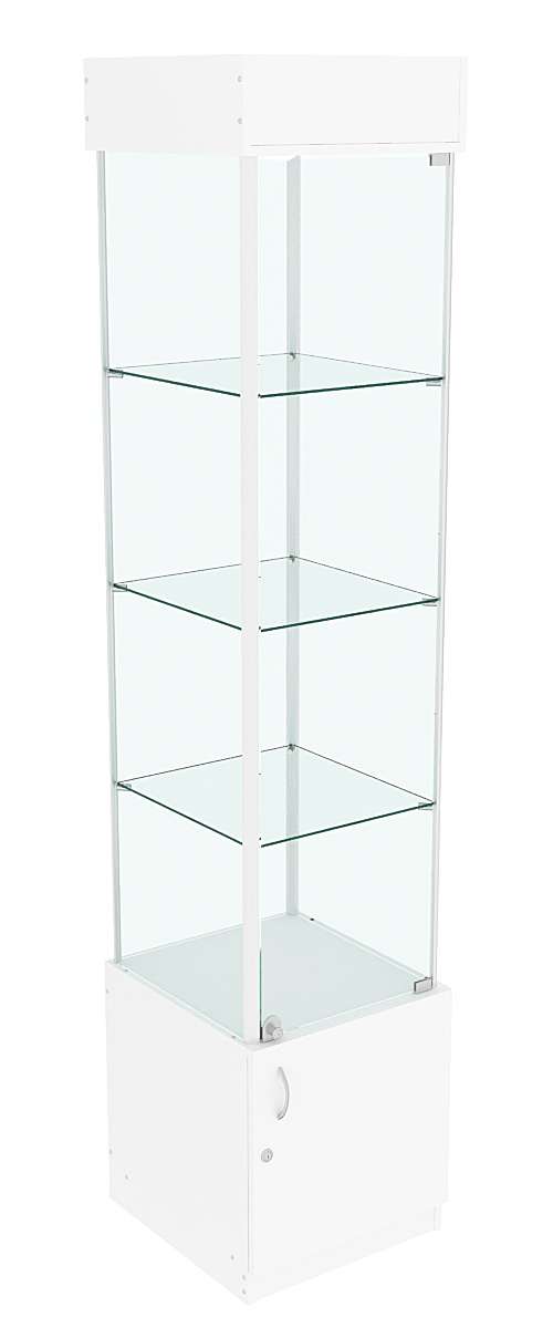 Витрина ЛЮКС №11 с подсветкой и стеклянными полками  Белый