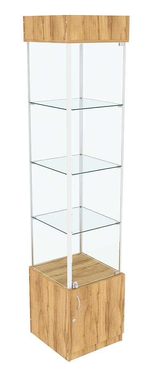 Витрина ЛЮКС №11 с подсветкой и стеклянными полками  Дуб Золотистый