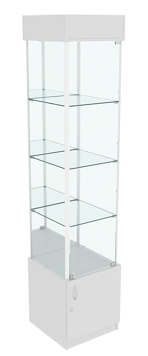 Витрина закрытая ЛЮКС №12 с подсветкой  (задняя стенка зеркало) Серый