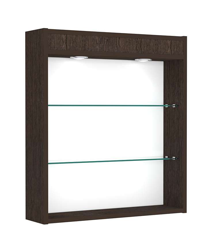 Витрина настенная №1-3Г открытая с подсветкой Дуб Венге