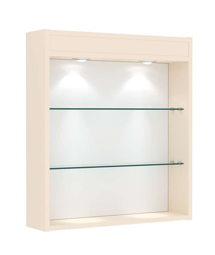 Витрина настенная №1-3Г открытая с подсветкой Крем Вайс