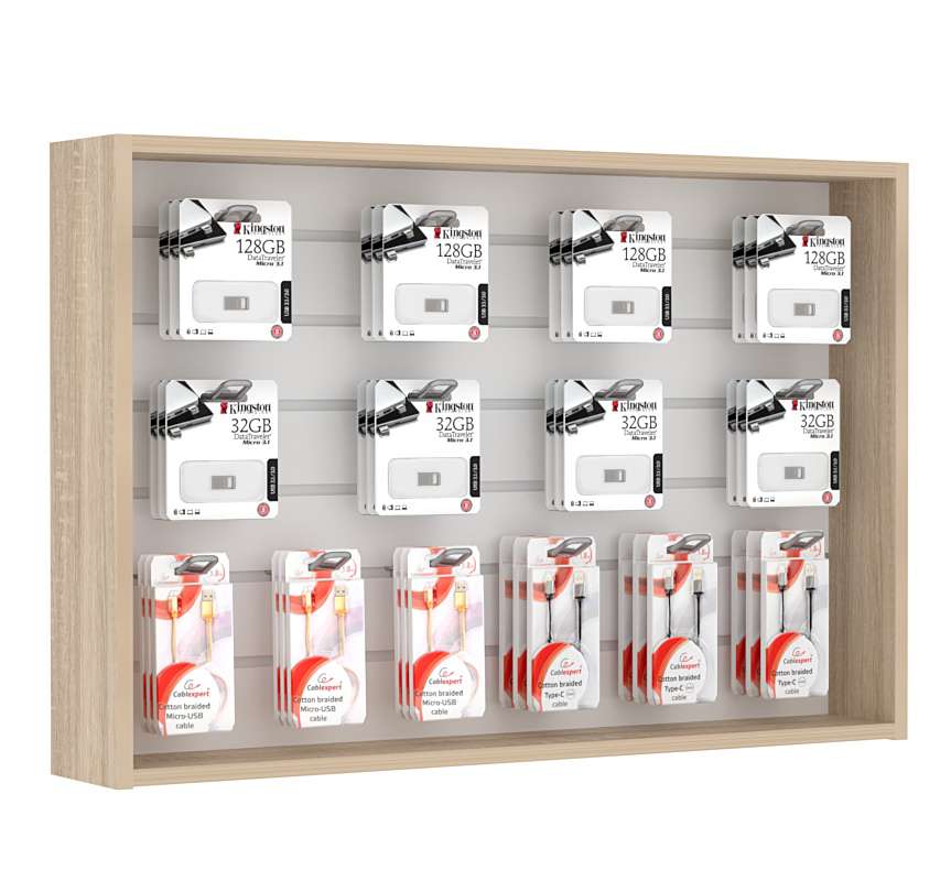 Витрина настенная №3-1В с эконом панелью Дуб сонома