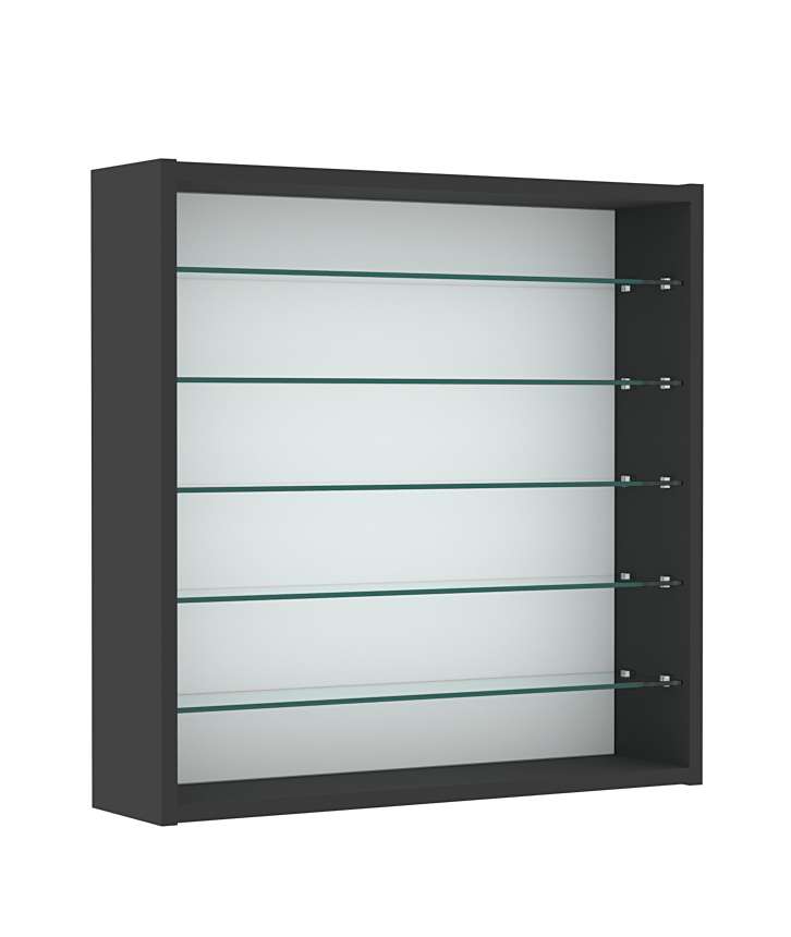 Витрина настенная №1-5Г открытая с пятью прозрачными полками Черный