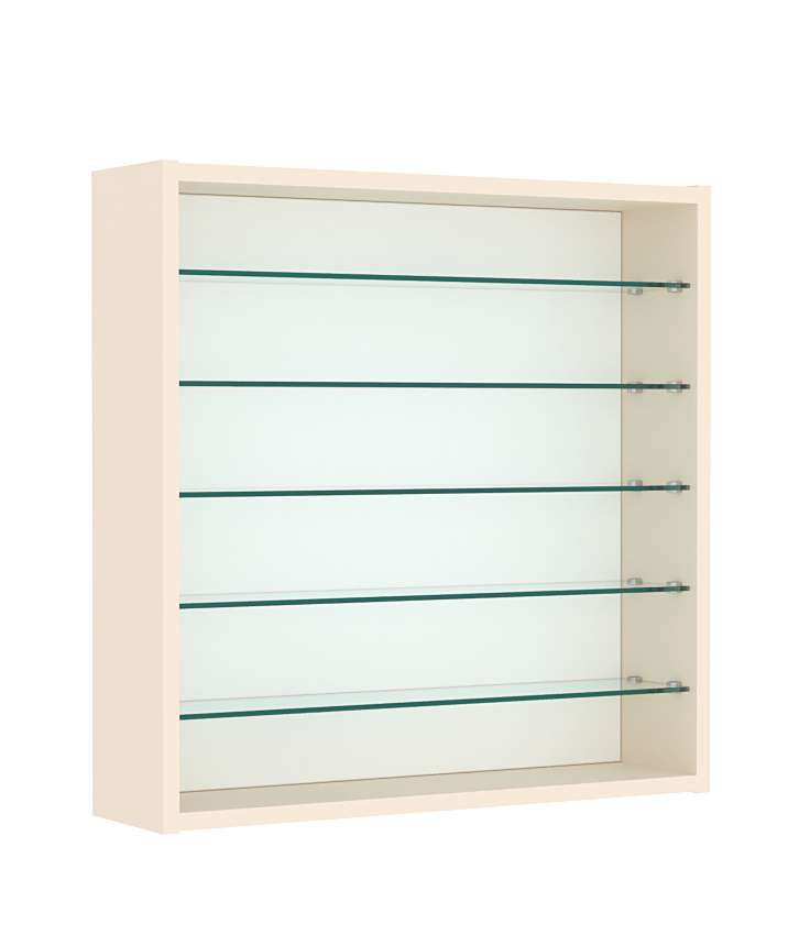 Витрина настенная №1-5Г открытая с пятью прозрачными полками Крем Вайс