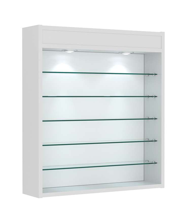 Витрина настенная №1-7Г открытая с пятью полками и верхним светом Серый