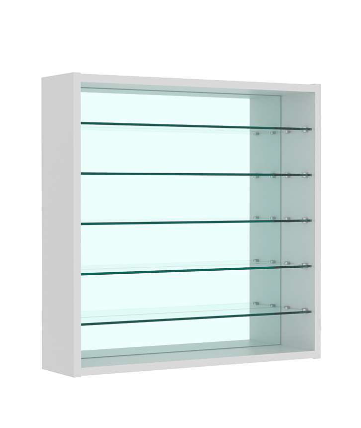 Витрина настенная №1-6Г открытая зеркальная с пятью полками из стекла Серый