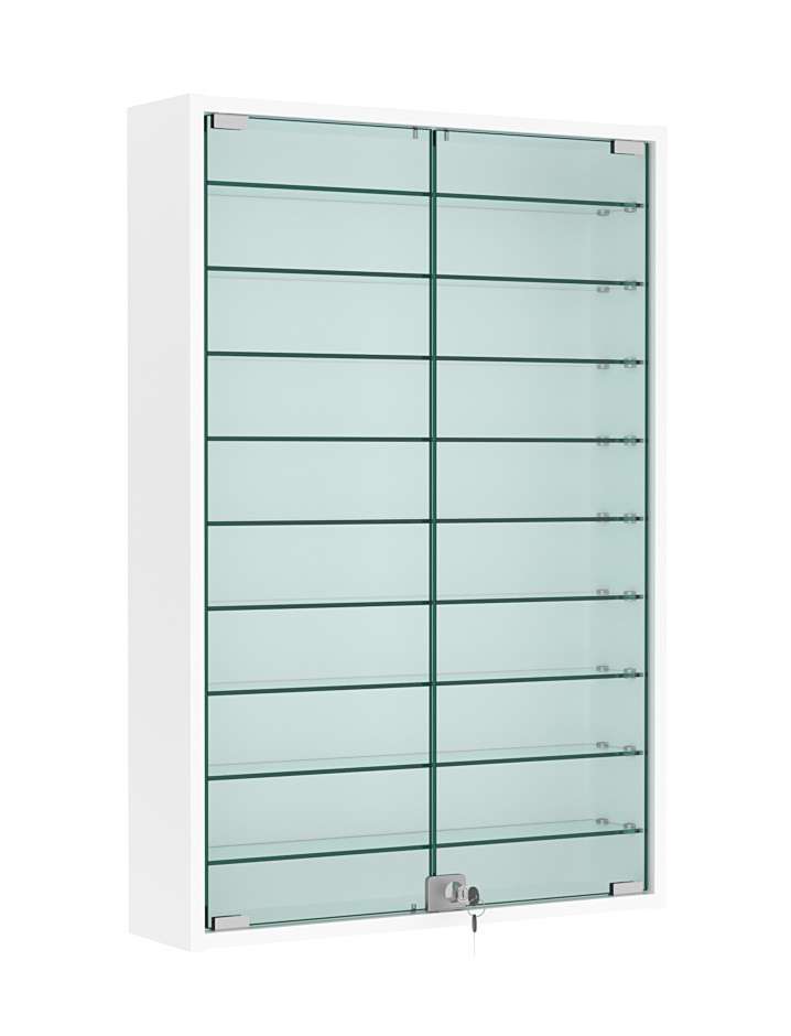 Витрина настенная №2-5А высокая с девятью полками Белый