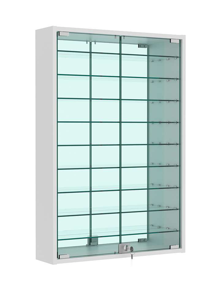 Витрина настенная №2-6А высокая зеркальная с узкими полками Серый