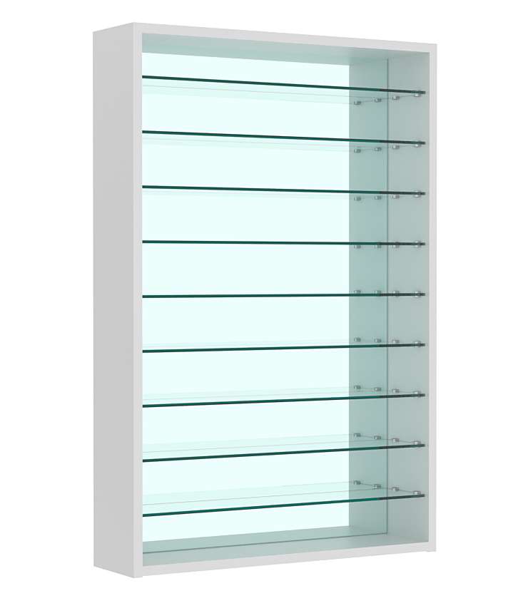 Витрина настенная №2-6Г открытая с девятью полками и зеркалом Серый