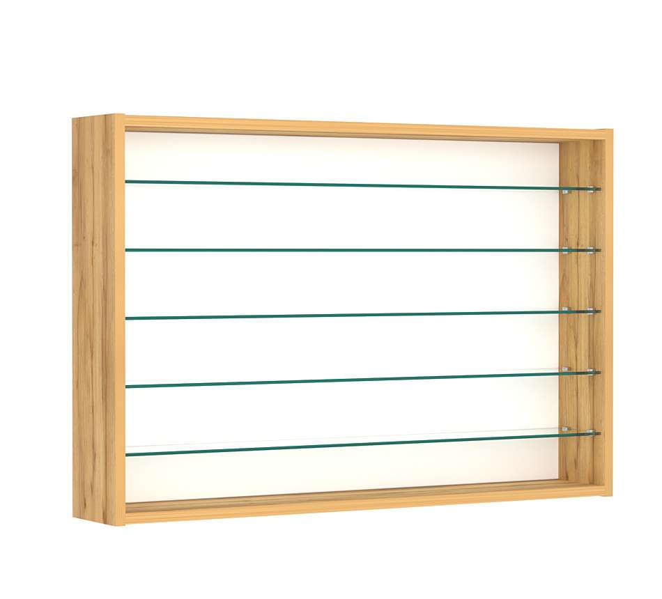 Витрина настенная №3-5Г открытая с пятью полками из стекла Дуб Золотистый