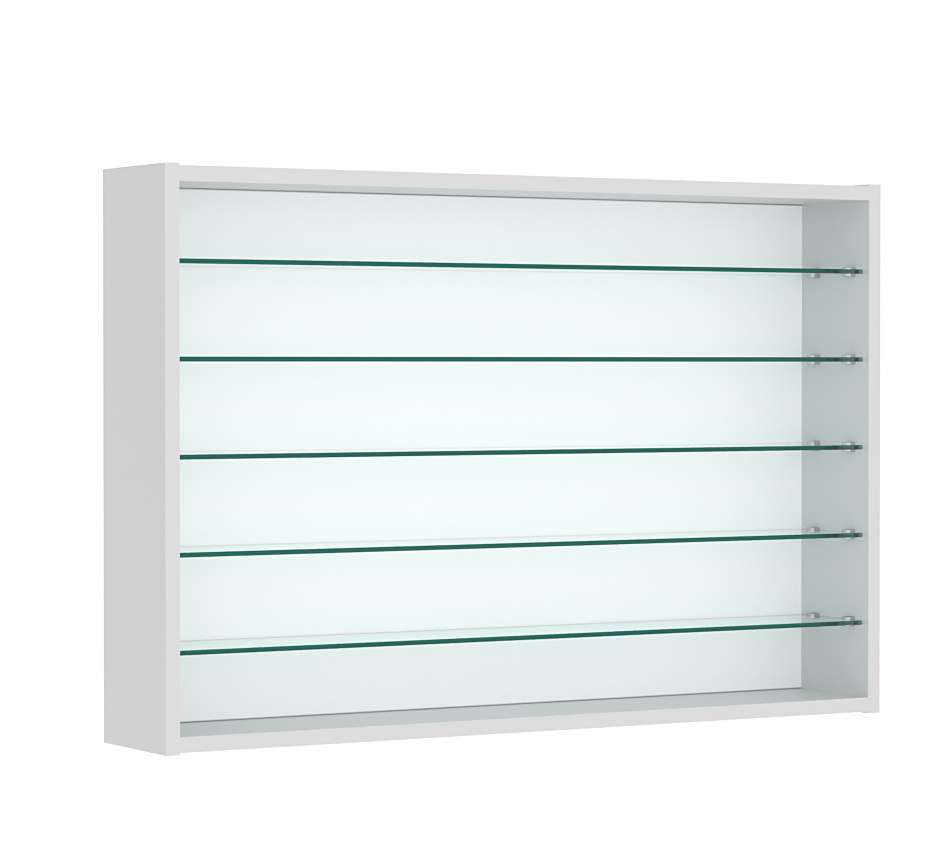 Витрина настенная №3-5Г открытая с пятью полками из стекла Серый