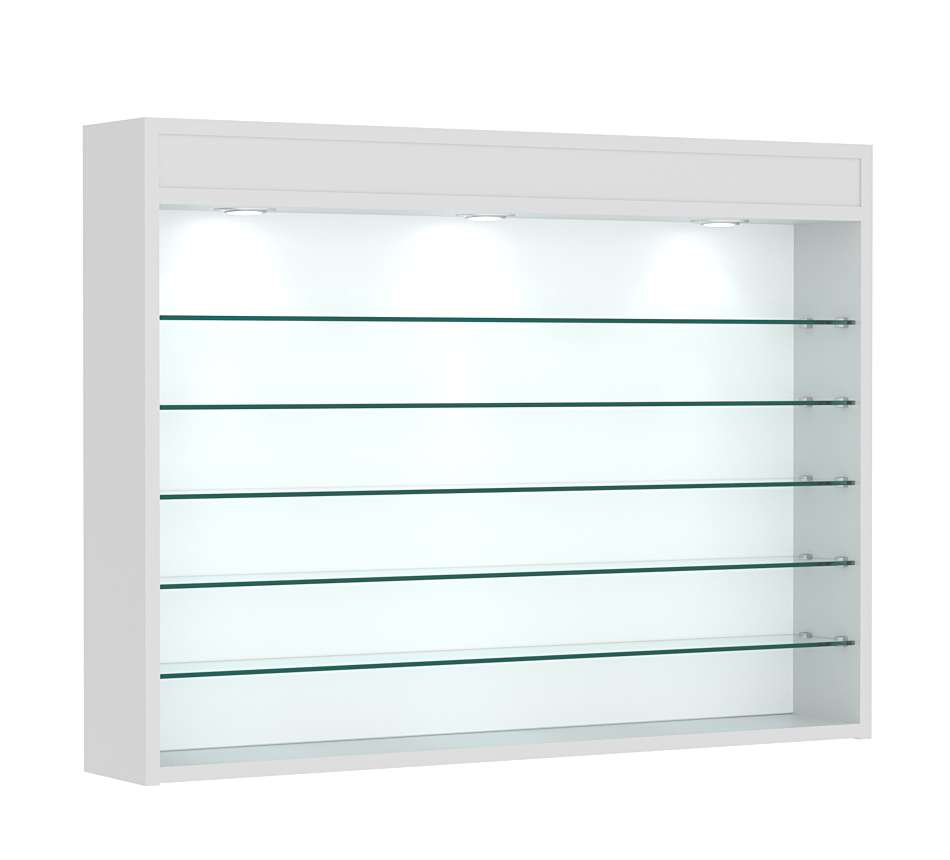 Витрина настенная №3-7Г открытая с пятью полками и фризом Серый