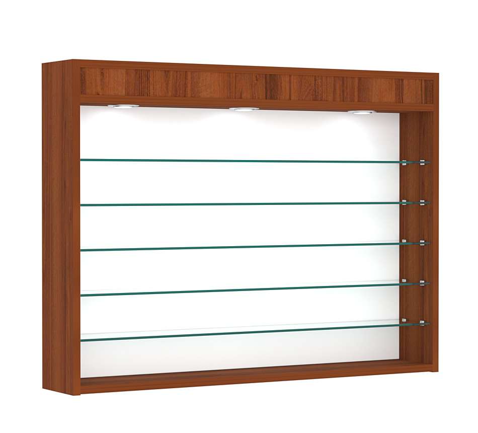 Витрина настенная №3-7Г открытая с пятью полками и фризом Орех