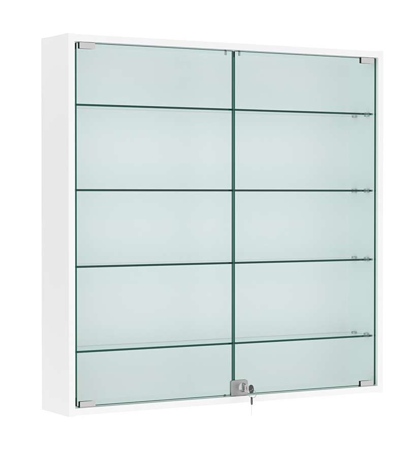 Витрина настенная №4-1А с узкими прозрачными полками Белый