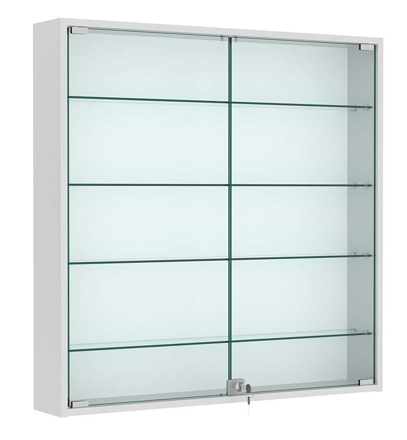 Витрина настенная №4-1А с узкими прозрачными полками Серый