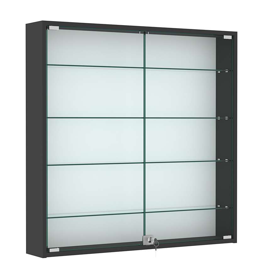 Витрина настенная №4-1А с узкими прозрачными полками Черный