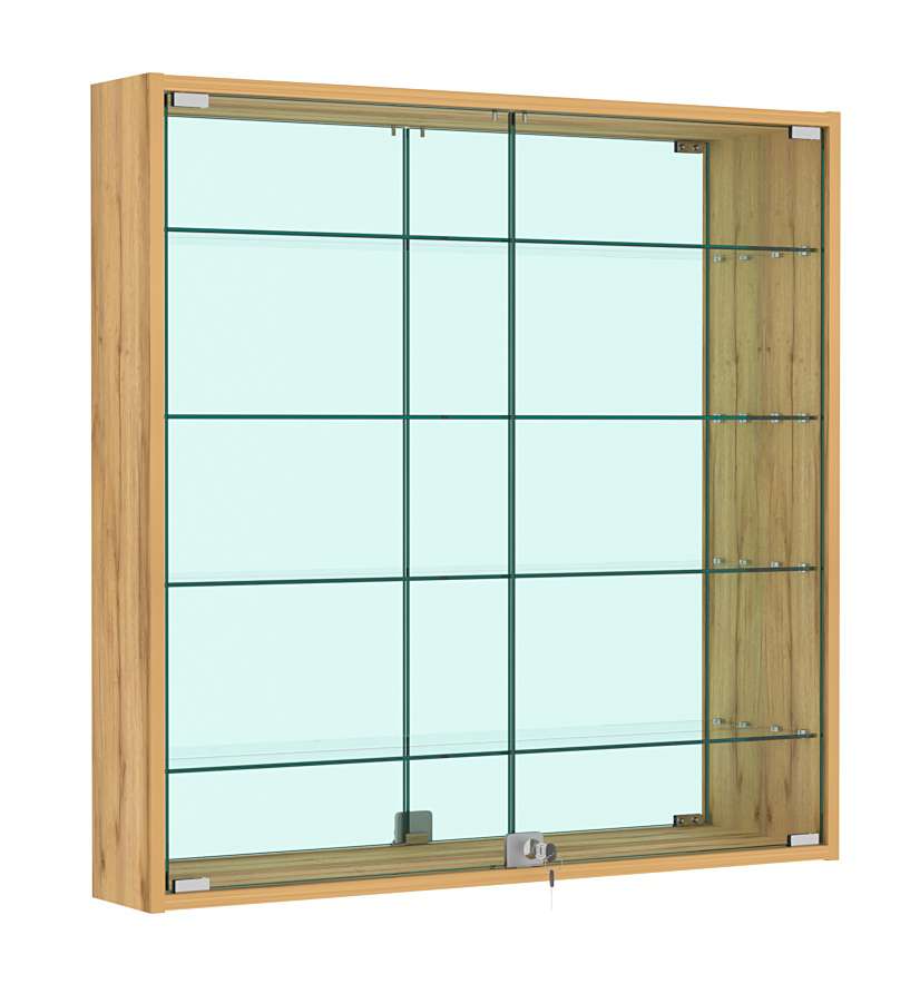 Витрина настенная №4-2А зеркальная Дуб Золотистый