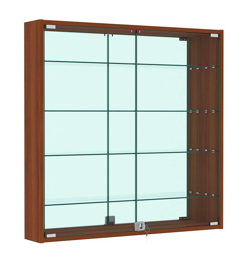 Витрина настенная №4-2А зеркальная Орех