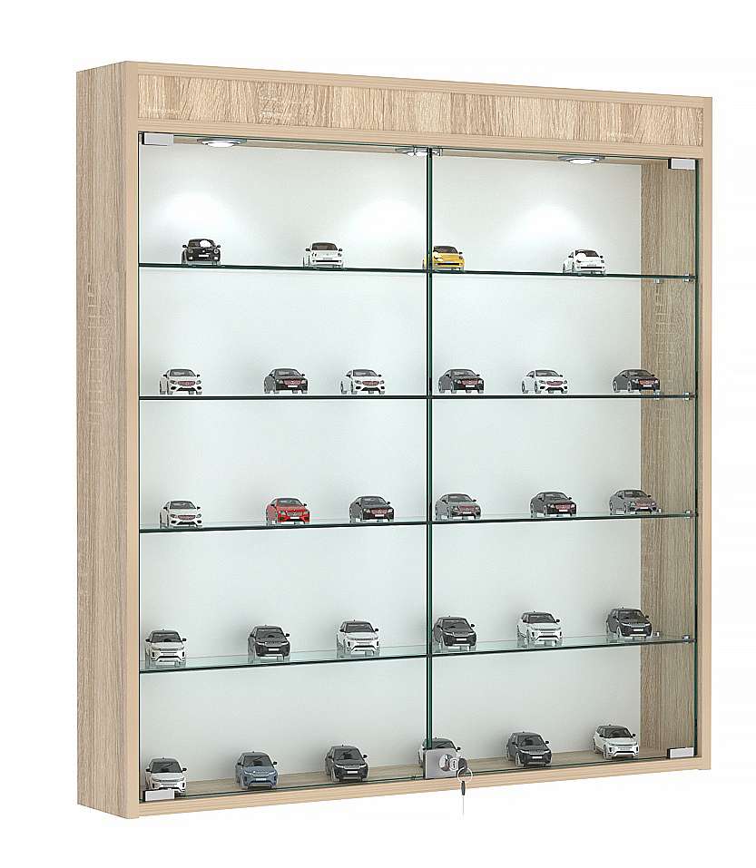 Витрина настенная №4-3А с подсветкой Дуб сонома