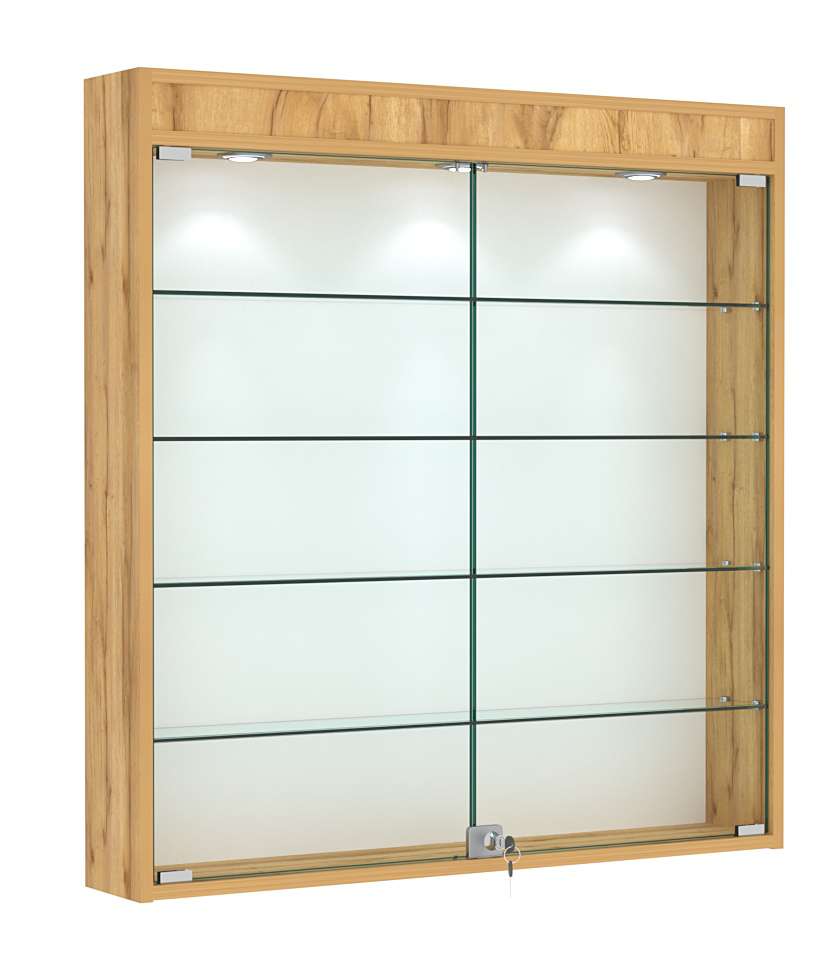 Витрина настенная №4-3А с подсветкой Дуб Золотистый