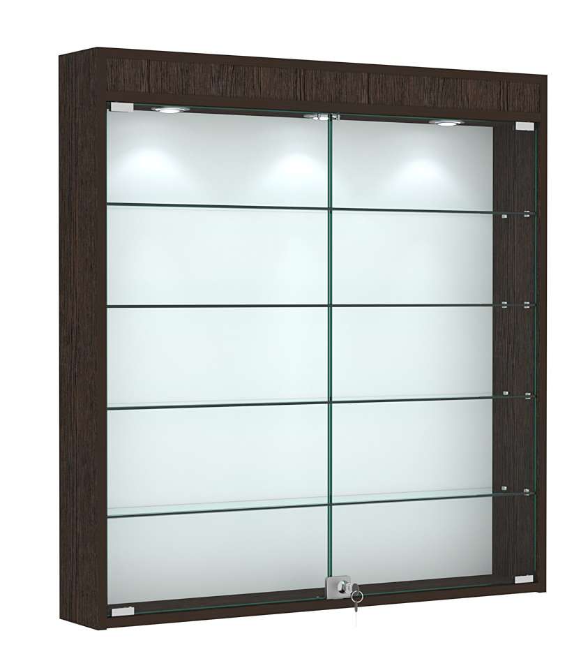 Витрина настенная №4-3А с подсветкой Дуб Венге