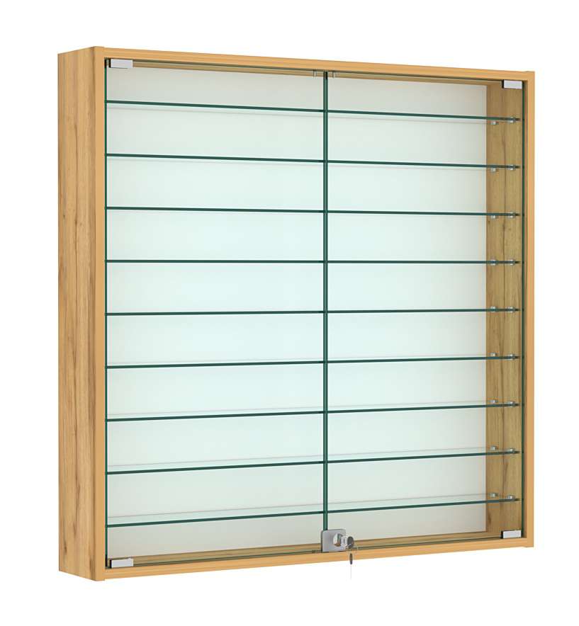 Витрина настенная №4-5А с девятью прозрачными полками Дуб Золотистый