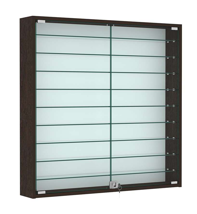 Витрина настенная №4-5А с девятью прозрачными полками Дуб Венге