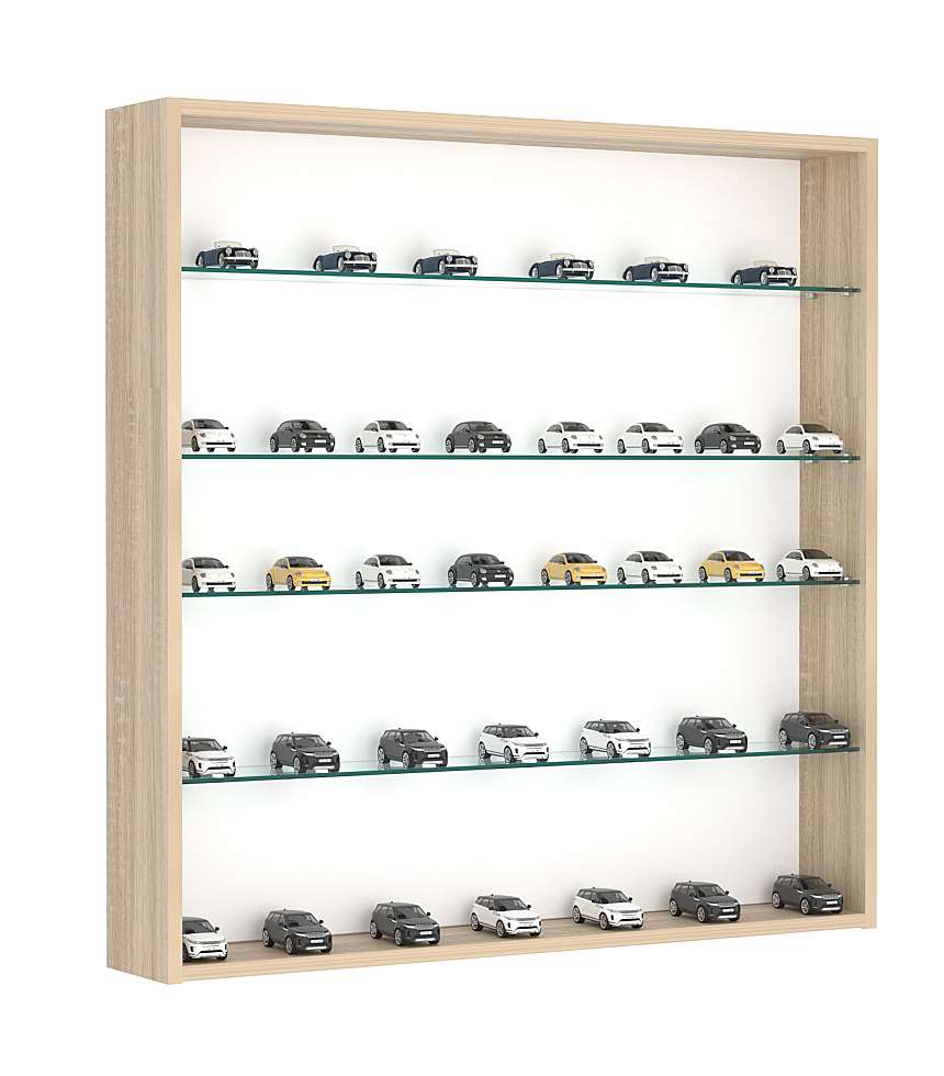 Витрина настенная №4-1Г открытая с прозрачными полками Дуб сонома