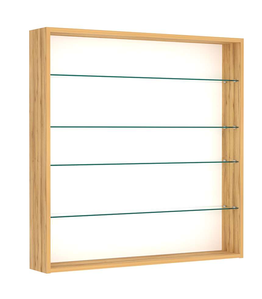 Витрина настенная №4-1Г открытая с прозрачными полками Дуб Золотистый