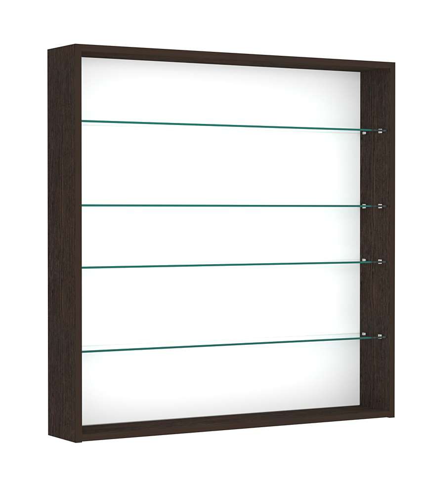 Витрина настенная №4-1Г открытая с прозрачными полками Дуб Венге