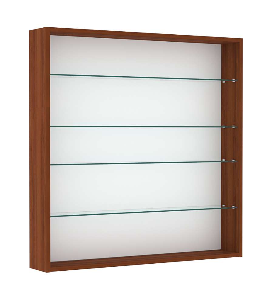 Витрина настенная №4-1Г открытая с прозрачными полками Орех