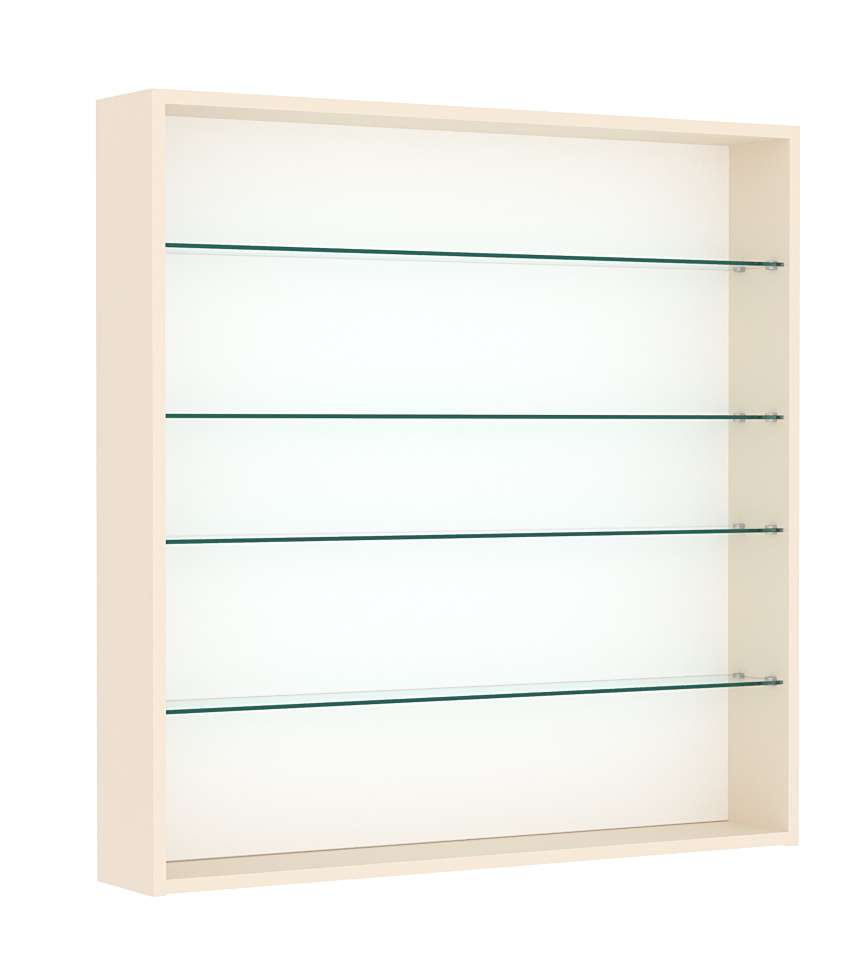 Витрина настенная №4-1Г открытая с прозрачными полками Крем Вайс