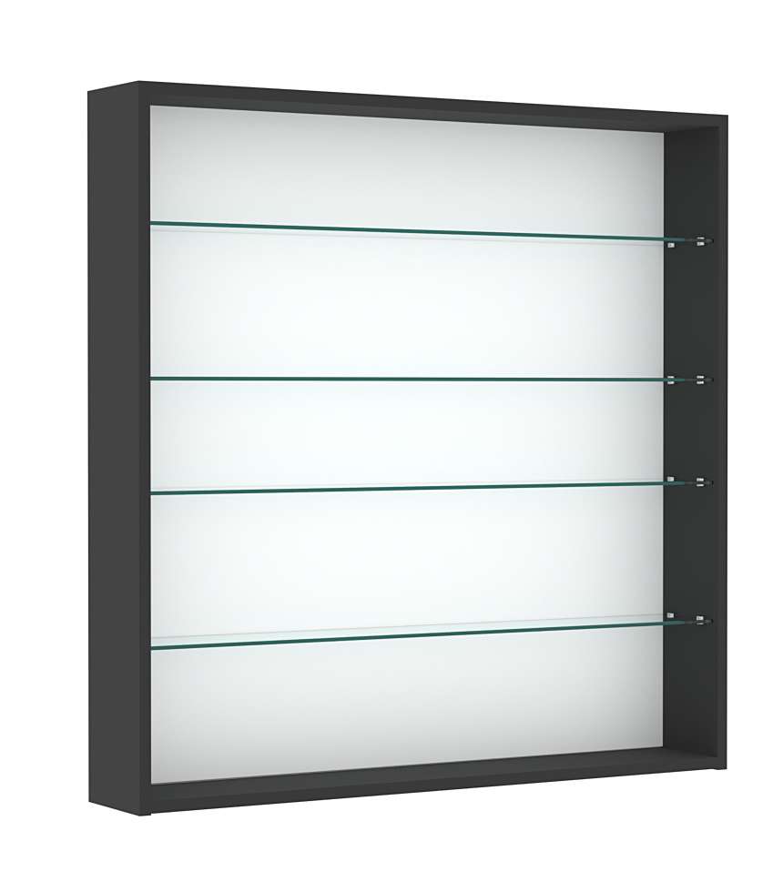 Витрина настенная №4-1Г открытая с прозрачными полками Черный