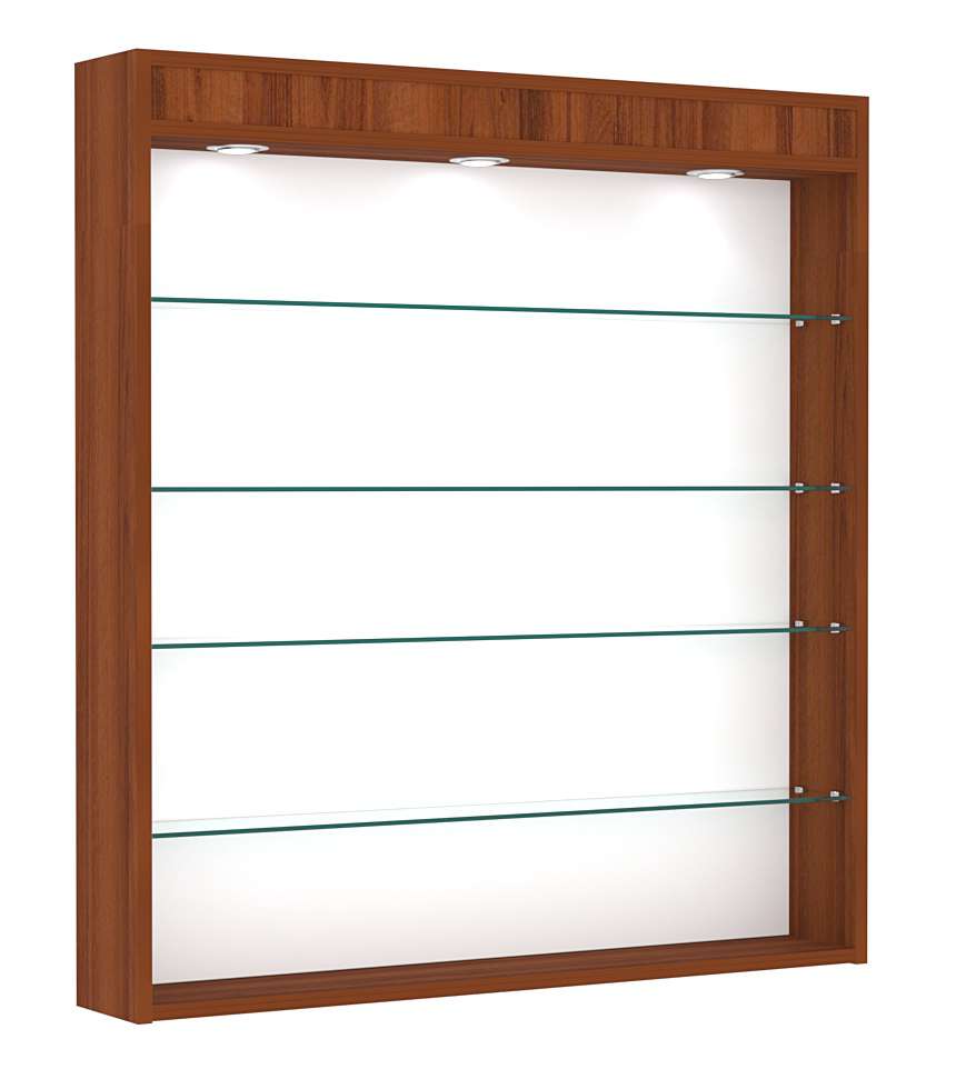 Витрина настенная №4-3Г открытая с четырьмя полками и фризом Орех