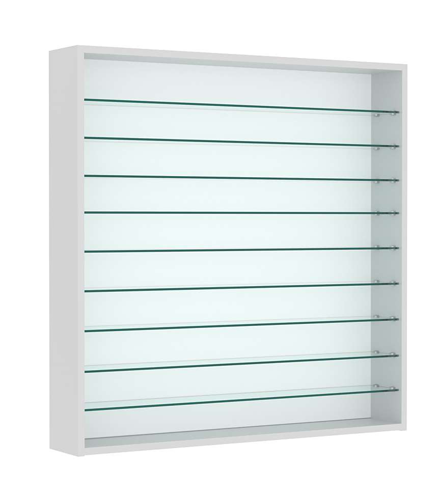 Витрина настенная №4-5Г открытая с девятью прозрачными полками Серый